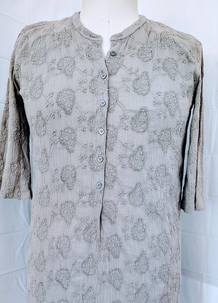Poetry Gray Button Down Shirt with Textured Design